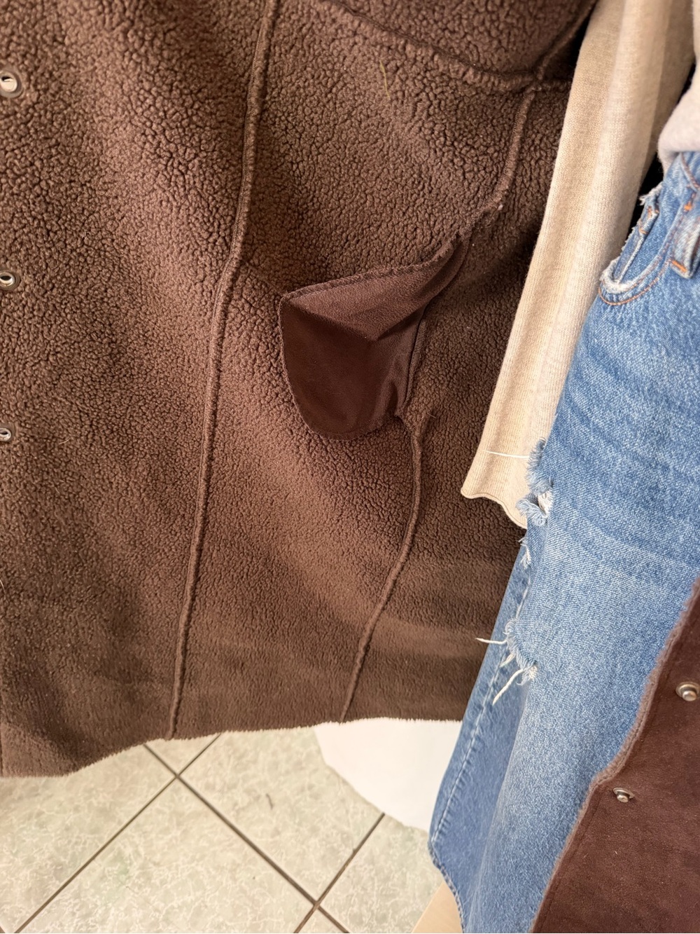 Valerie Stevens Brown Faux Suede & Faux Shearling Long Coat XL. - Picture 9 of 14